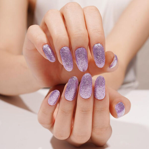 lila glitter naglar gellack stickers
