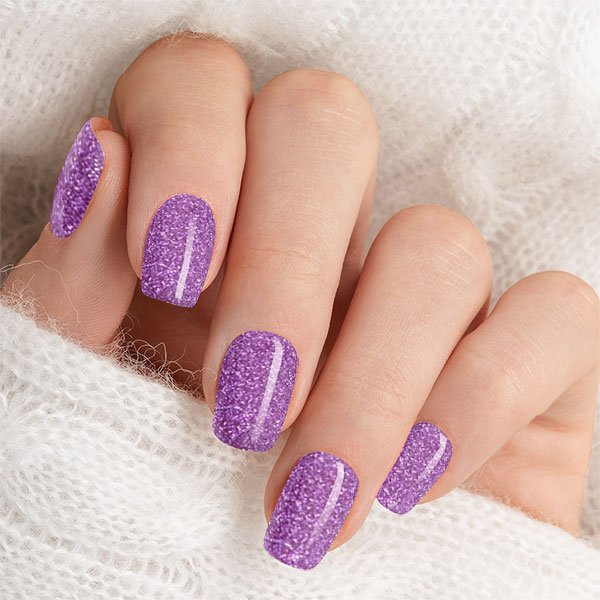 lila glitter naglar nagellack stickers